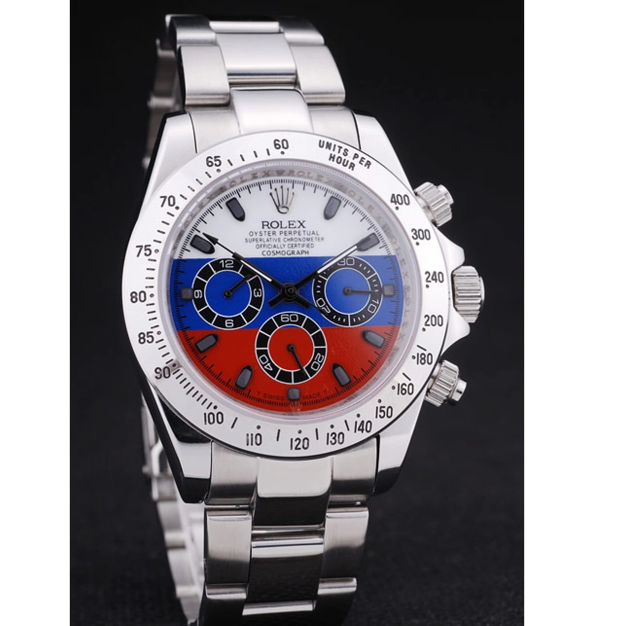 Good Copy Rolex Watches 7473 Bracelet Flag Dial Rolex Daytona Silver Cosmograph Russian 0711